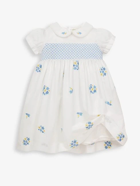 Jojo Maman Bebe JoJo Maman Bébé White Girls' Peter Pan Collar Embroidered Party Dress 7 Jojo Maman Bebe JoJo Maman Bébé White Girls' Peter Pan Collar Embroidered Party Dress - Image 5