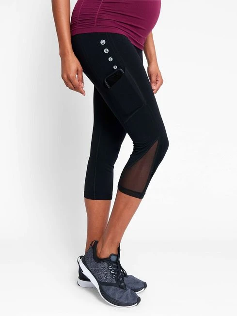 Jojo Maman Bebe JoJo Maman Bébé Black Cropped Seamless Support Workout Maternity Leggings 4 Jojo Maman Bebe JoJo Maman Bébé Black Cropped Seamless Support Workout Maternity Leggings - Image 2