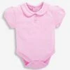 Jojo Maman Bebe JoJo Maman Bébé Pink Plain Peter Pan Collar Baby Bodysuit -Jojo Maman Bebe D18265s