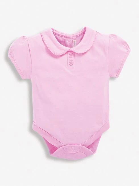 Jojo Maman Bebe JoJo Maman Bébé Pink Plain Peter Pan Collar Baby Bodysuit 3 Jojo Maman Bebe JoJo Maman Bébé Pink Plain Peter Pan Collar Baby Bodysuit