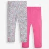 Jojo Maman Bebe JoJo Maman Bébé Summer Ditsy 2-Pack Girls' Pink Floral Leggings -Jojo Maman Bebe D18270s