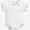 Jojo Maman Bebe JoJo Maman Bébé White Flower Embroidered Peter Pan Baby Bodysuit -Jojo Maman Bebe D18284s