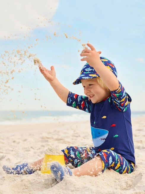 Jojo Maman Bebe JoJo Maman Bébé Shark Kids' 2-Piece Sun Protection Suit 4 Jojo Maman Bebe JoJo Maman Bébé Shark Kids' 2-Piece Sun Protection Suit - Image 2