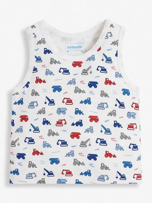 Jojo Maman Bebe JoJo Maman Bébé Blue 3-Pack Digger Boys' Vest Set 4 Jojo Maman Bebe JoJo Maman Bébé Blue 3-Pack Digger Boys' Vest Set - Image 2