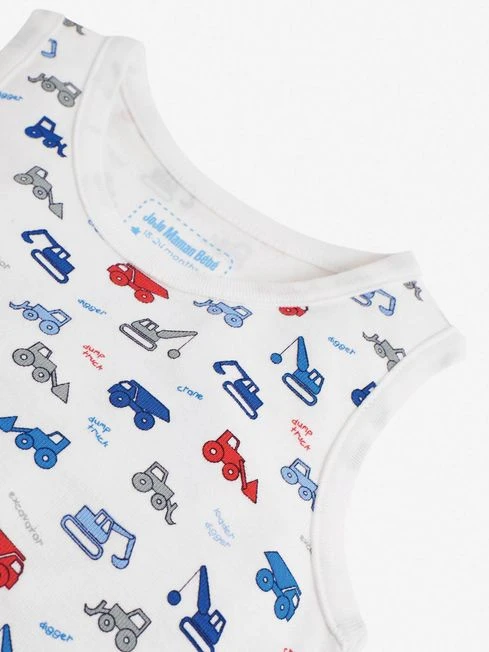 Jojo Maman Bebe JoJo Maman Bébé Blue 3-Pack Digger Boys' Vest Set 7 Jojo Maman Bebe JoJo Maman Bébé Blue 3-Pack Digger Boys' Vest Set - Image 5