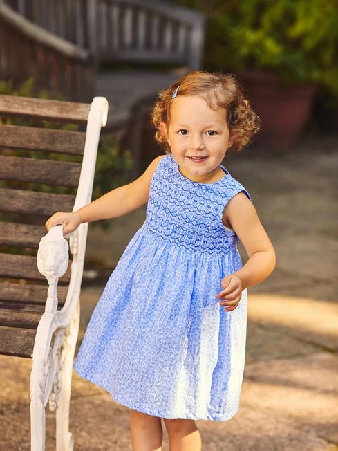 Jojo Maman Bebe JoJo Maman Bébé Blue Girls' Bud Floral Smocked Dress 4 Jojo Maman Bebe JoJo Maman Bébé Blue Girls' Bud Floral Smocked Dress - Image 2