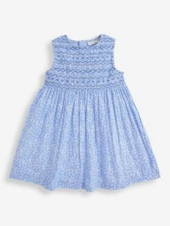 Jojo Maman Bebe JoJo Maman Bébé Blue Girls' Bud Floral Smocked Dress 8 Jojo Maman Bebe JoJo Maman Bébé Blue Girls' Bud Floral Smocked Dress -Jojo Maman Bebe D18712s3
