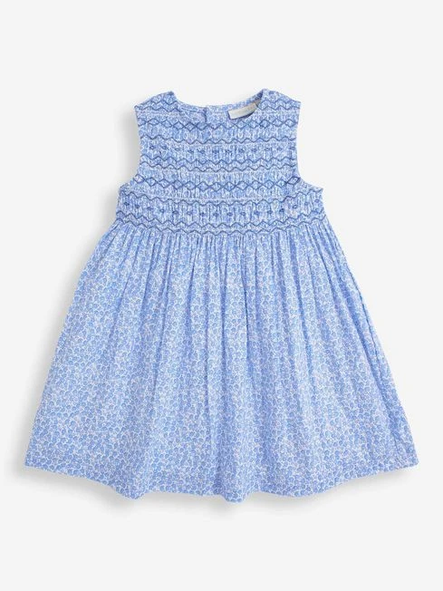 Jojo Maman Bebe JoJo Maman Bébé Blue Girls' Bud Floral Smocked Dress 5 Jojo Maman Bebe JoJo Maman Bébé Blue Girls' Bud Floral Smocked Dress - Image 3