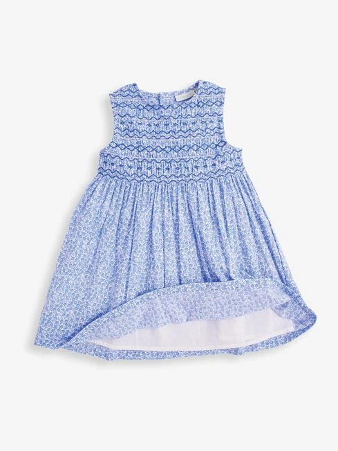 Jojo Maman Bebe JoJo Maman Bébé Blue Girls' Bud Floral Smocked Dress 6 Jojo Maman Bebe JoJo Maman Bébé Blue Girls' Bud Floral Smocked Dress - Image 4