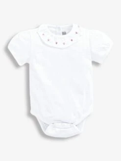 Jojo Maman Bebe JoJo Maman Bébé Heart Embroidered Heart Embroidered Frill Collar Baby Bodysuit