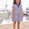 Jojo Maman Bebe JoJo Maman Bébé White Girls' Striped Short Sleeve Sailor Dress -Jojo Maman Bebe D18718s