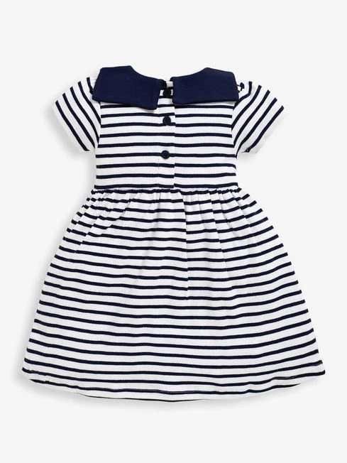 Jojo Maman Bebe JoJo Maman Bébé White Girls' Striped Short Sleeve Sailor Dress 6 Jojo Maman Bebe JoJo Maman Bébé White Girls' Striped Short Sleeve Sailor Dress - Image 4