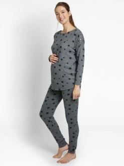 Jojo Maman Bebe JoJo Maman Bébé Charcoal Star Print Maternity & Nursing Lounge Set -Jojo Maman Bebe D40971s4