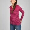 Jojo Maman Bebe JoJo Maman Bébé Burgundy Red Stripe Maternity & Nursing Top -Jojo Maman Bebe D40980s