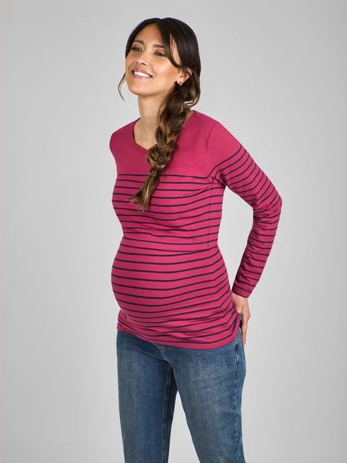 Jojo Maman Bebe JoJo Maman Bébé Burgundy Red Stripe Maternity & Nursing Top 3 Jojo Maman Bebe JoJo Maman Bébé Burgundy Red Stripe Maternity & Nursing Top