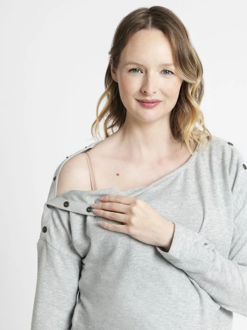 Jojo Maman Bebe JoJo Maman Bébé Silver Shoulder Opening Maternity & Nursing Top 4 Jojo Maman Bebe JoJo Maman Bébé Silver Shoulder Opening Maternity & Nursing Top - Image 2