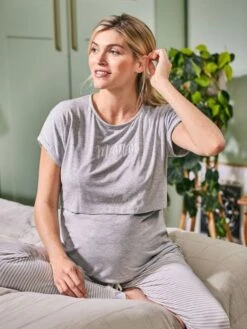 Jojo Maman Bebe JoJo Maman Bébé Grey Marl Maman Maternity & Nursing Pyjama Set -Jojo Maman Bebe D40993s2