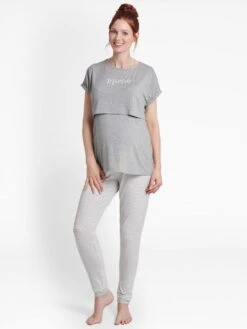 Jojo Maman Bebe JoJo Maman Bébé Grey Marl Maman Maternity & Nursing Pyjama Set -Jojo Maman Bebe D40993s3