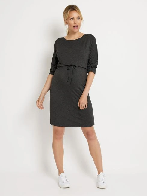 Jojo Maman Bebe JoJo Maman Bébé Charcoal Maternity & Nursing Drawstring Dress 3 Jojo Maman Bebe JoJo Maman Bébé Charcoal Maternity & Nursing Drawstring Dress