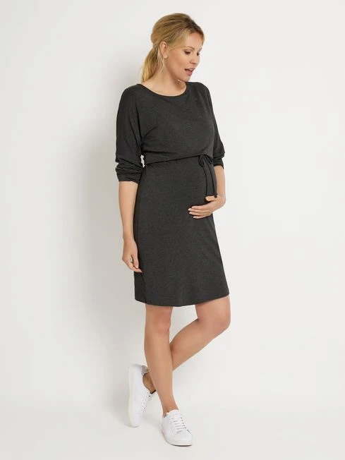 Jojo Maman Bebe JoJo Maman Bébé Charcoal Maternity & Nursing Drawstring Dress 4 Jojo Maman Bebe JoJo Maman Bébé Charcoal Maternity & Nursing Drawstring Dress - Image 2