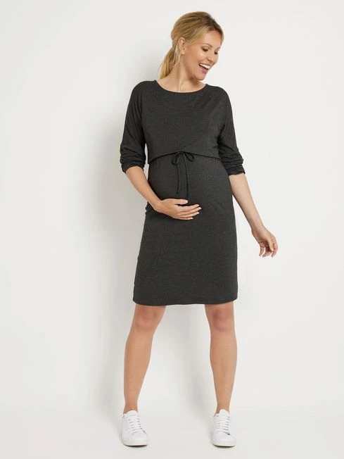 Jojo Maman Bebe JoJo Maman Bébé Charcoal Maternity & Nursing Drawstring Dress 5 Jojo Maman Bebe JoJo Maman Bébé Charcoal Maternity & Nursing Drawstring Dress - Image 3