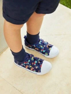 Jojo Maman Bebe JoJo Maman Bébé Navy Kids' Tractor Canvas Pumps -Jojo Maman Bebe D51881s5