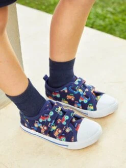 Jojo Maman Bebe JoJo Maman Bébé Navy Kids' Tractor Canvas Pumps -Jojo Maman Bebe D51881s6