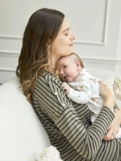 Jojo Maman Bebe JoJo Maman Bébé Khaki Stripe Shoulder Opening Maternity & Nursing Top -Jojo Maman Bebe D66863s3