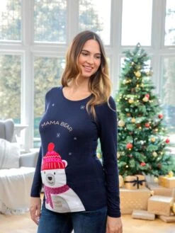 Jojo Maman Bebe JoJo Maman Bébé Navy Mama Bear Christmas Maternity Top -Jojo Maman Bebe D66866s5