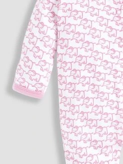 Jojo Maman Bebe JoJo Maman Bébé Pink Personalised Little Elephants Sleepsuit Pink -Jojo Maman Bebe N42032s2