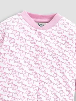 Jojo Maman Bebe JoJo Maman Bébé Pink Personalised Little Elephants Sleepsuit Pink -Jojo Maman Bebe N42032s3